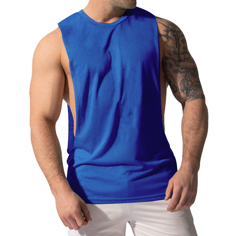 Sports casual solid color men's sleeveless waistcoat T-shirt