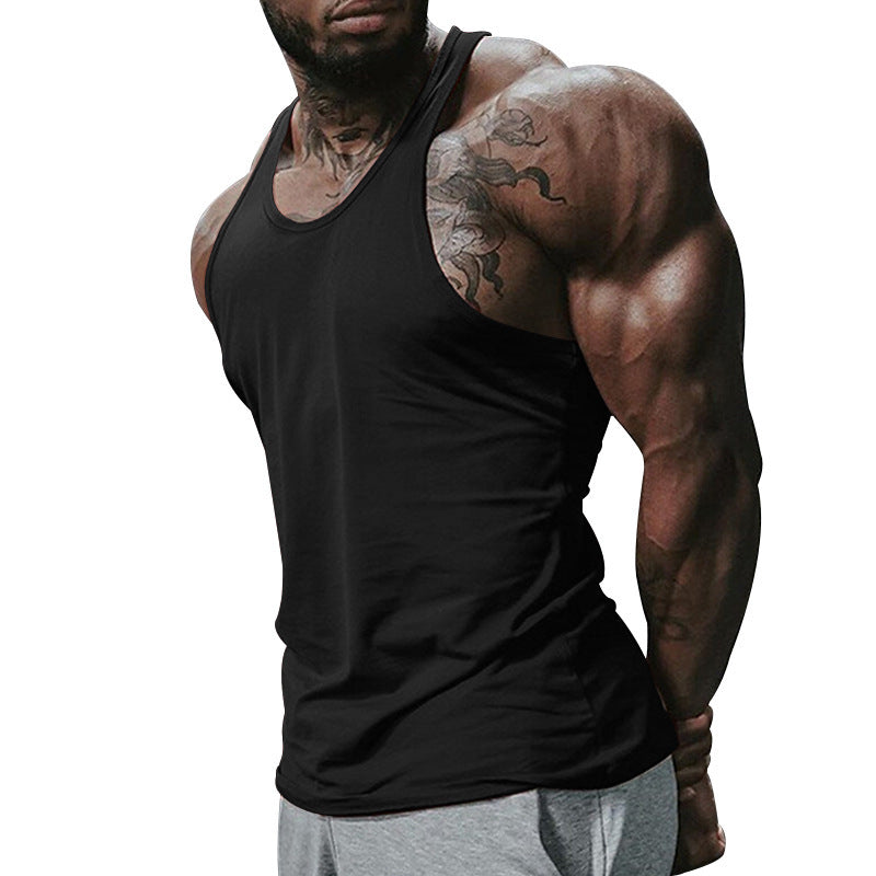 Sports vest solid color fitness thin strap I-shaped vest men's tank top