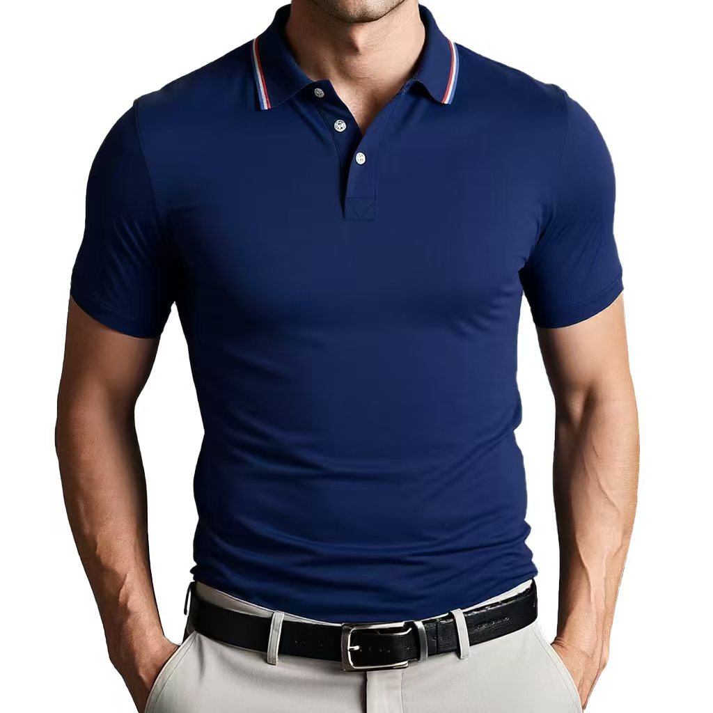 European size quick-drying polo shirt with lapel short sleeves