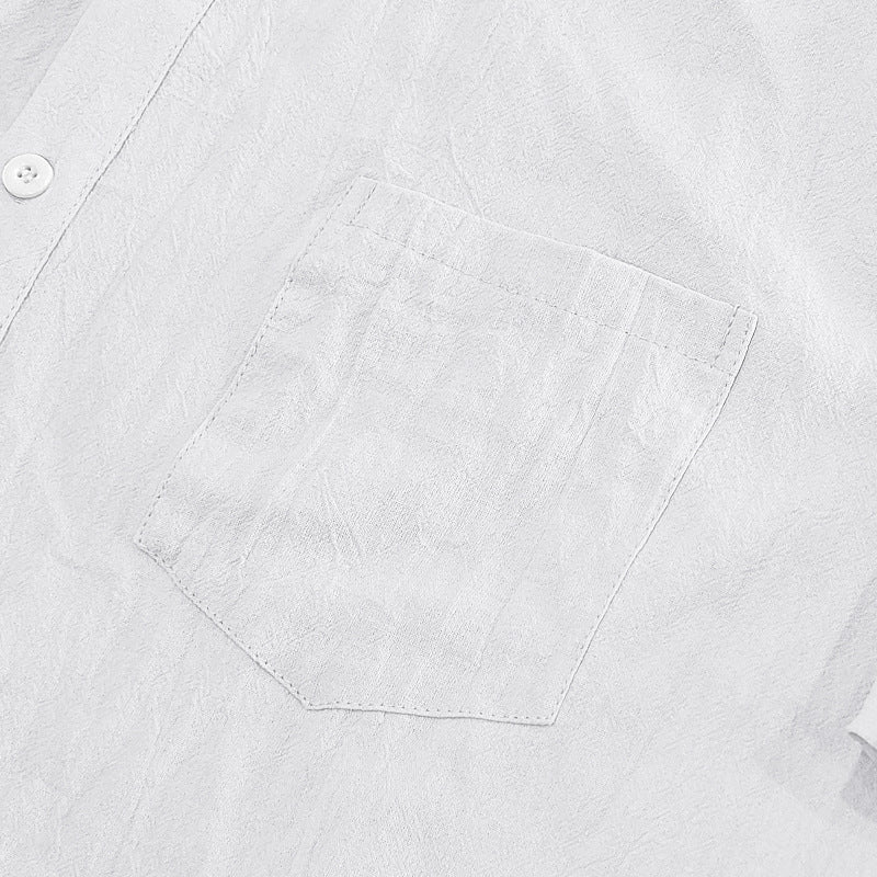 Hawaiian Linen Loose Casual Henley Lapel Casual Short Sleeve Shirt