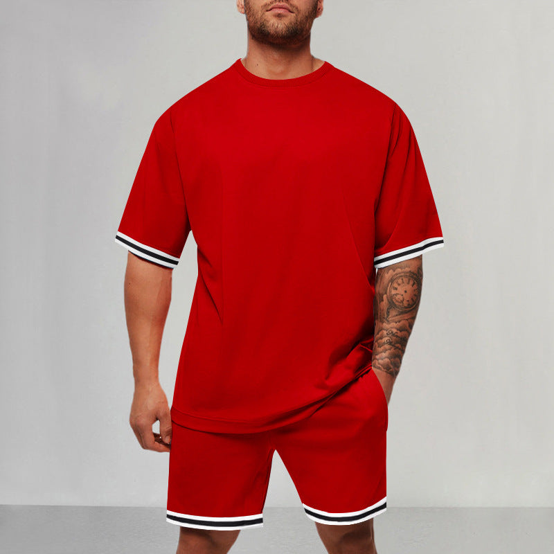Sports casual round neck short sleeve shorts two piece suit