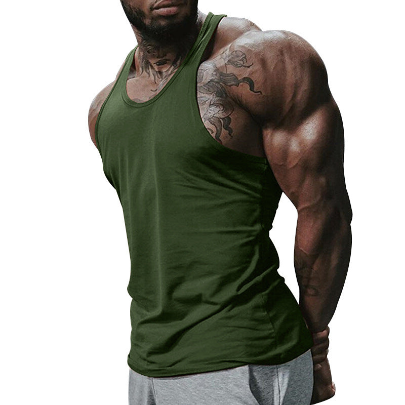 Sports vest solid color fitness thin strap I-shaped vest men's tank top