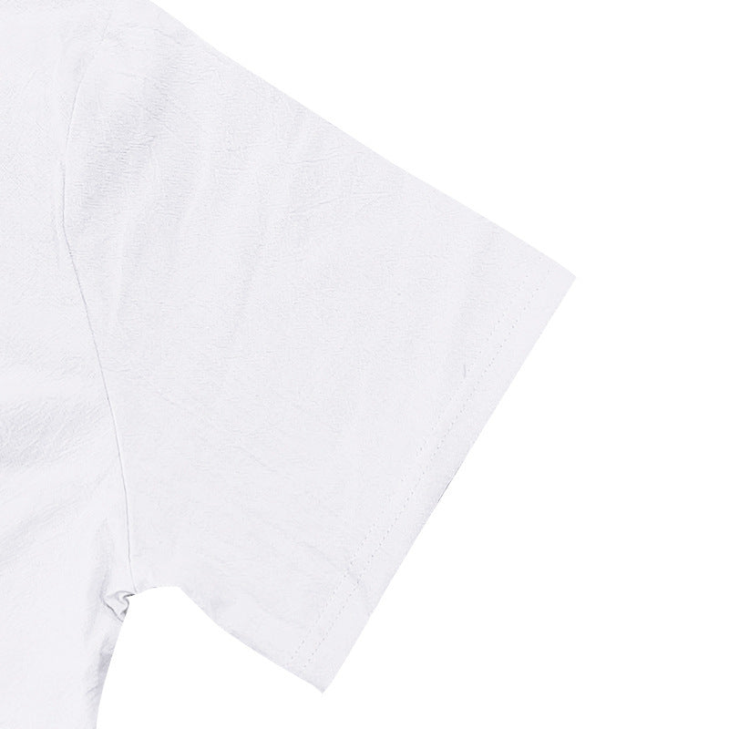 Linen breathable beach hooded henley short sleeve shirt for men