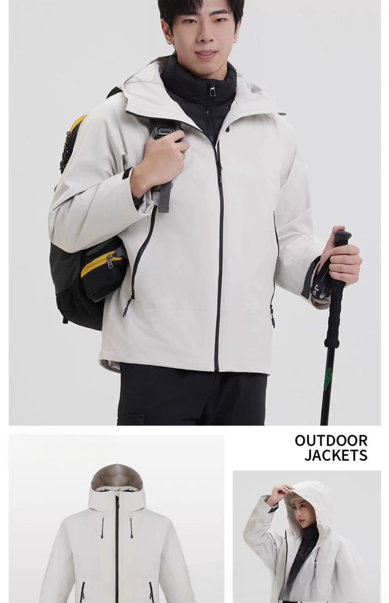Three-in-one waterproof and windproof mountaineering jacket for men and women