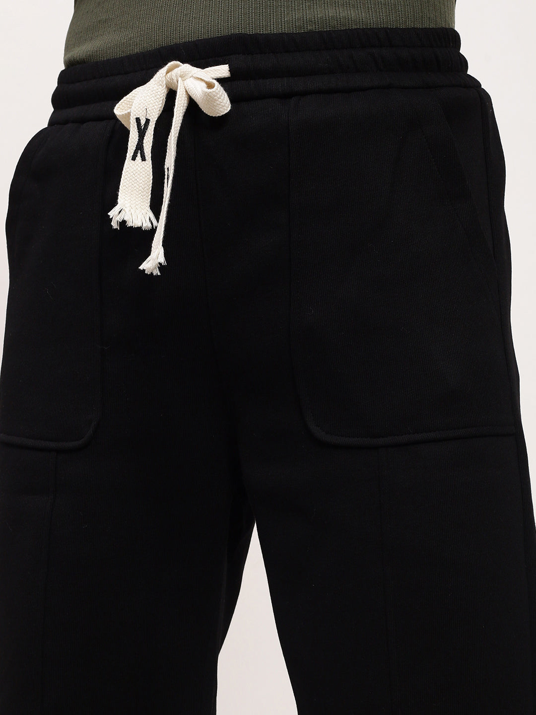 Men's Black Regular Fit Cotton Shorts
