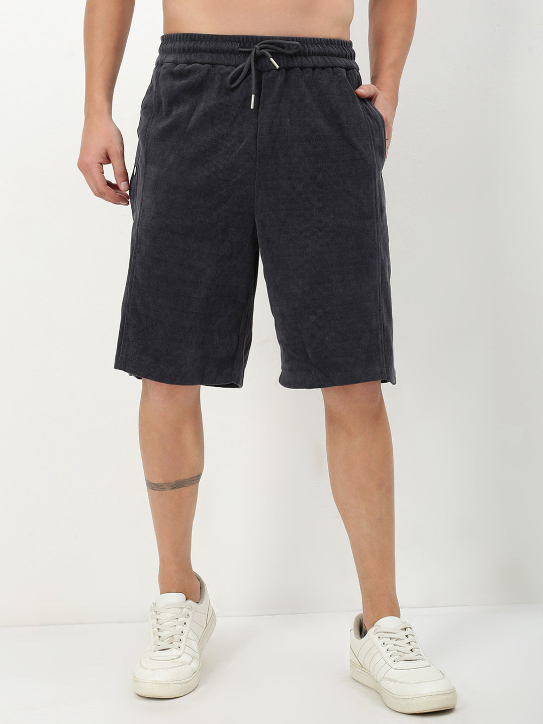 Men's Grey Solid Shorts