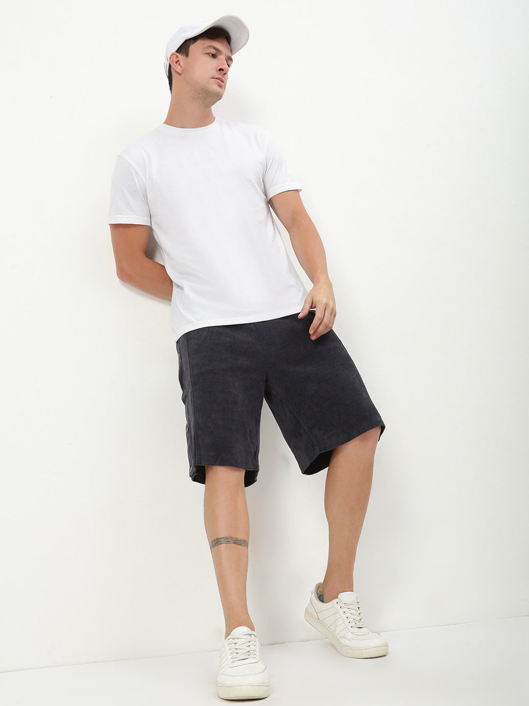 Men's Grey Solid Shorts