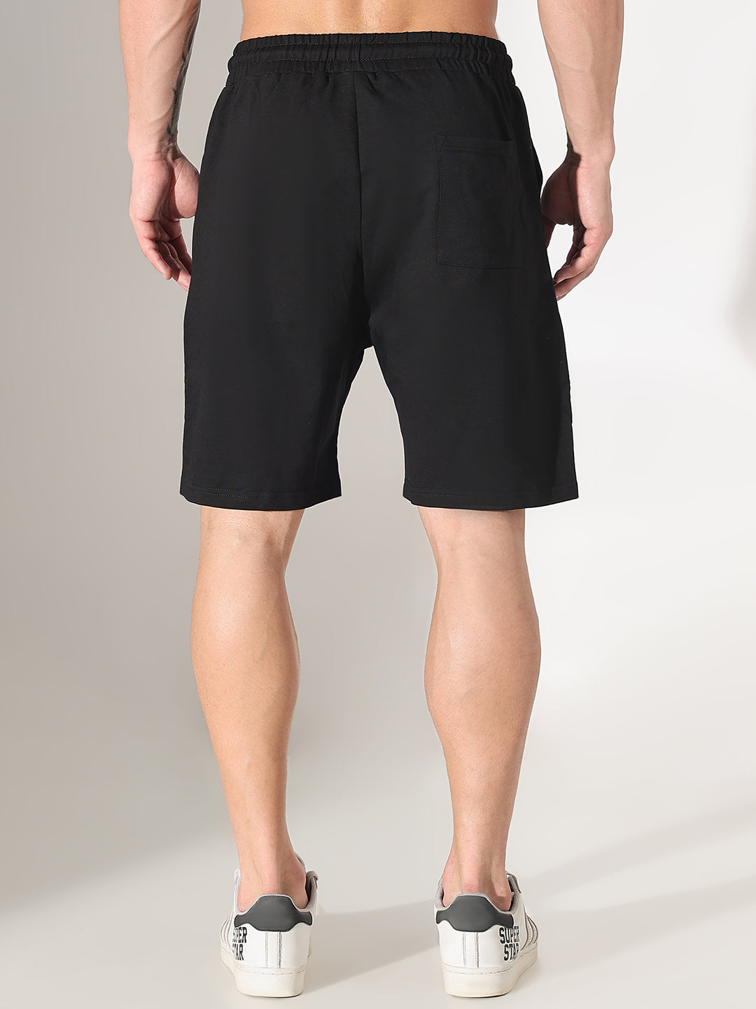 Men's Black Regular Fit Cotton Shorts