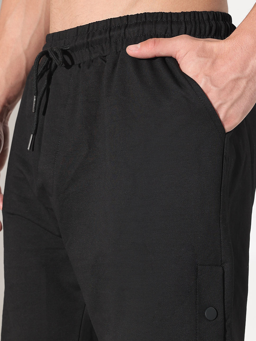 Men's Black Regular Fit Cotton Shorts