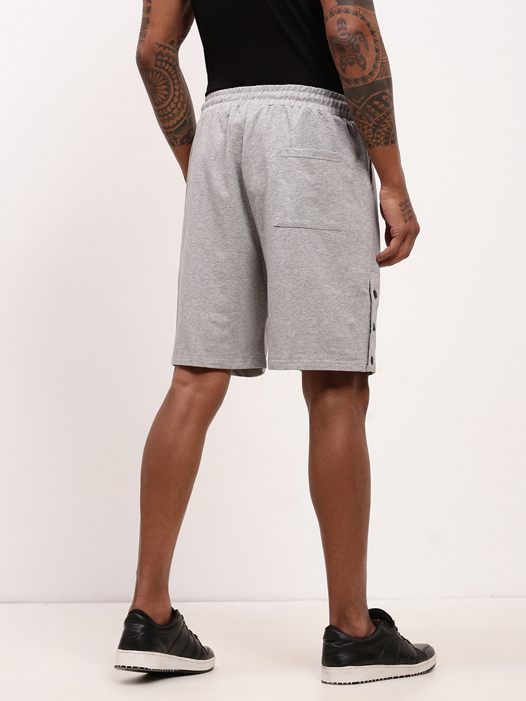 Men's Grey Mid-Rise Shorts