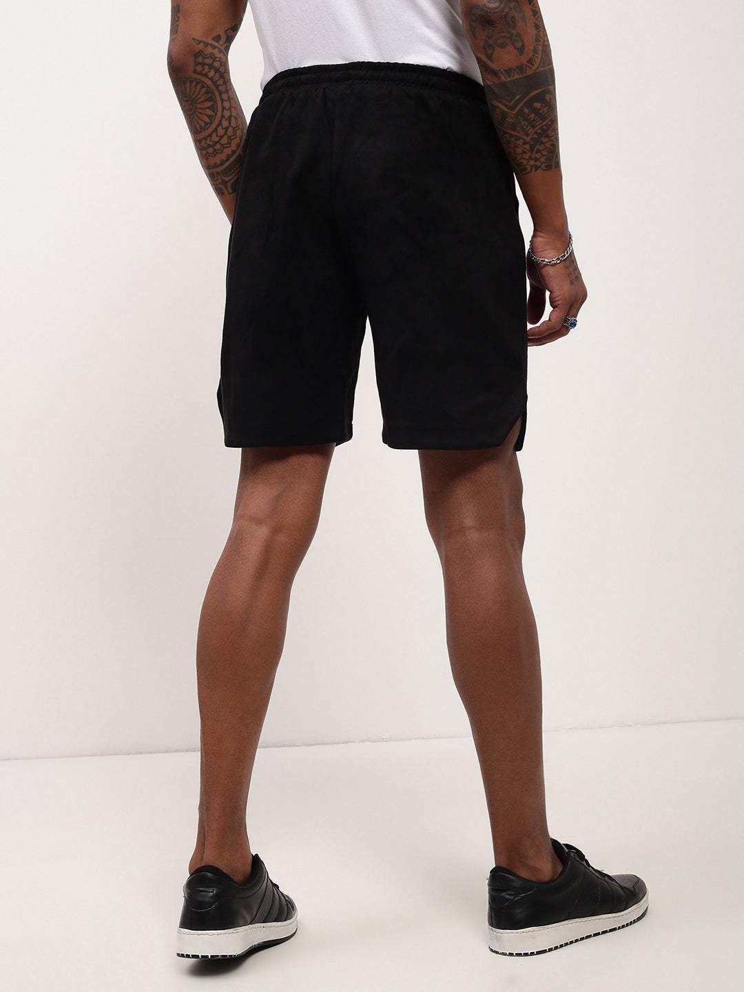 Men's Black Regular Fit Solid Shorts