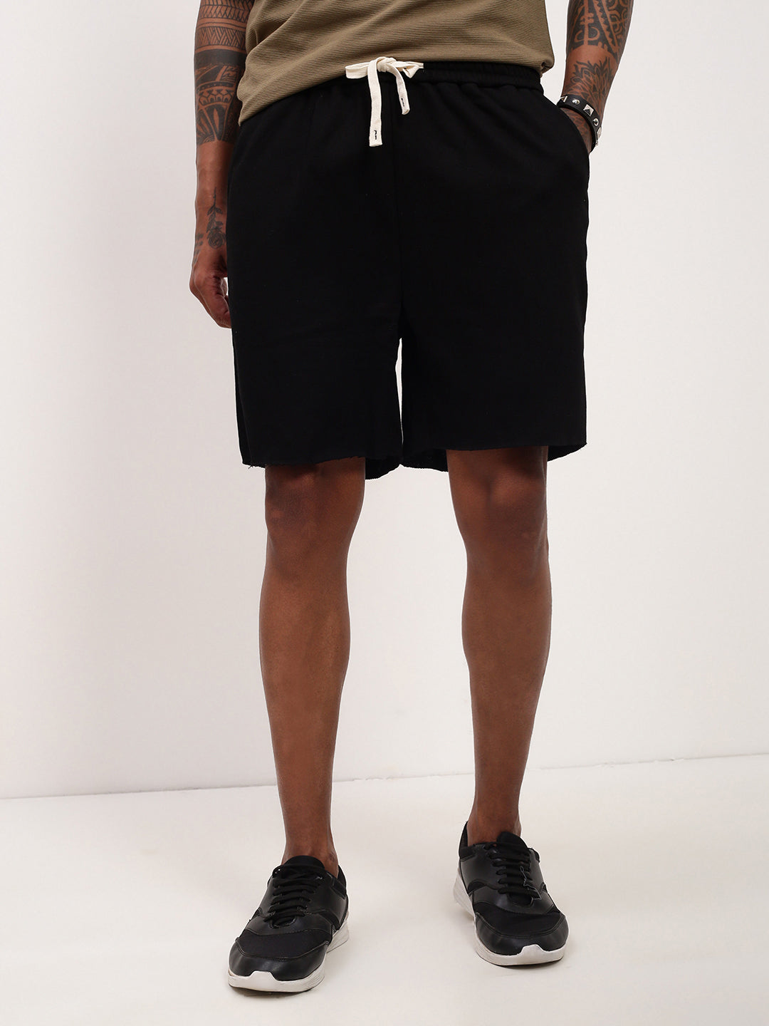 Men's Black Solid Shorts