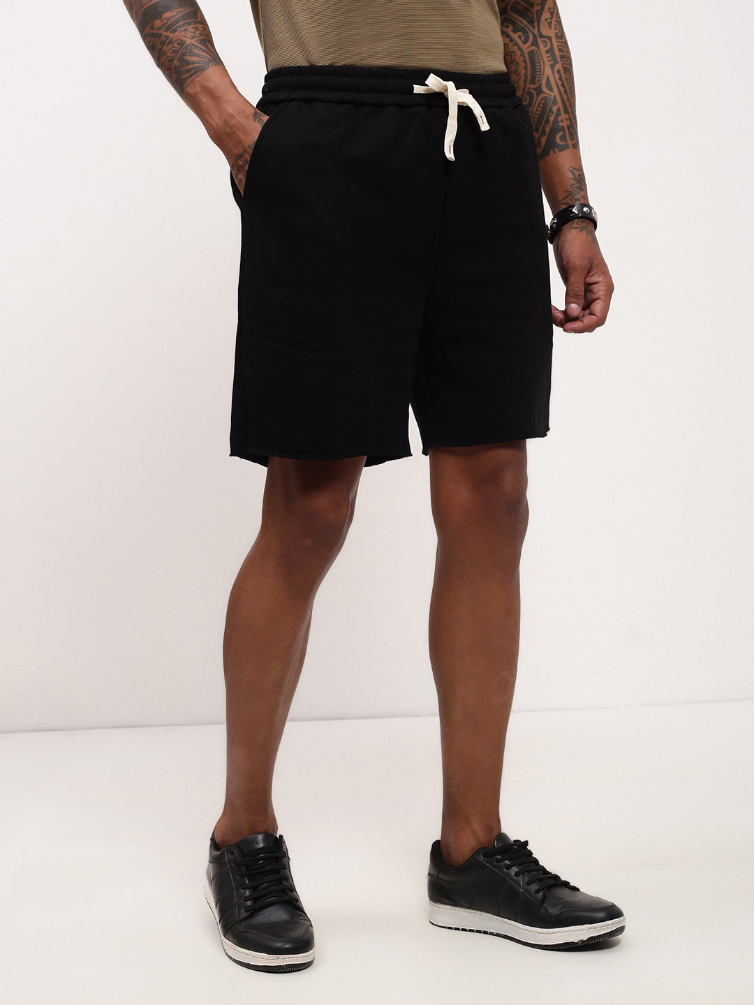Men's Black Solid Shorts