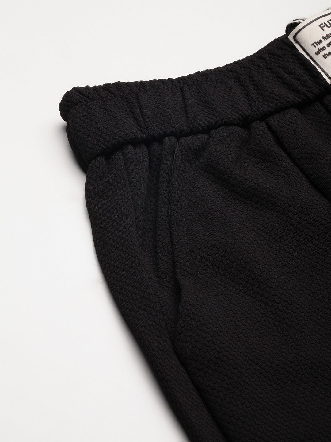 Men's Black Solid Mid-Rise Cotton Shorts