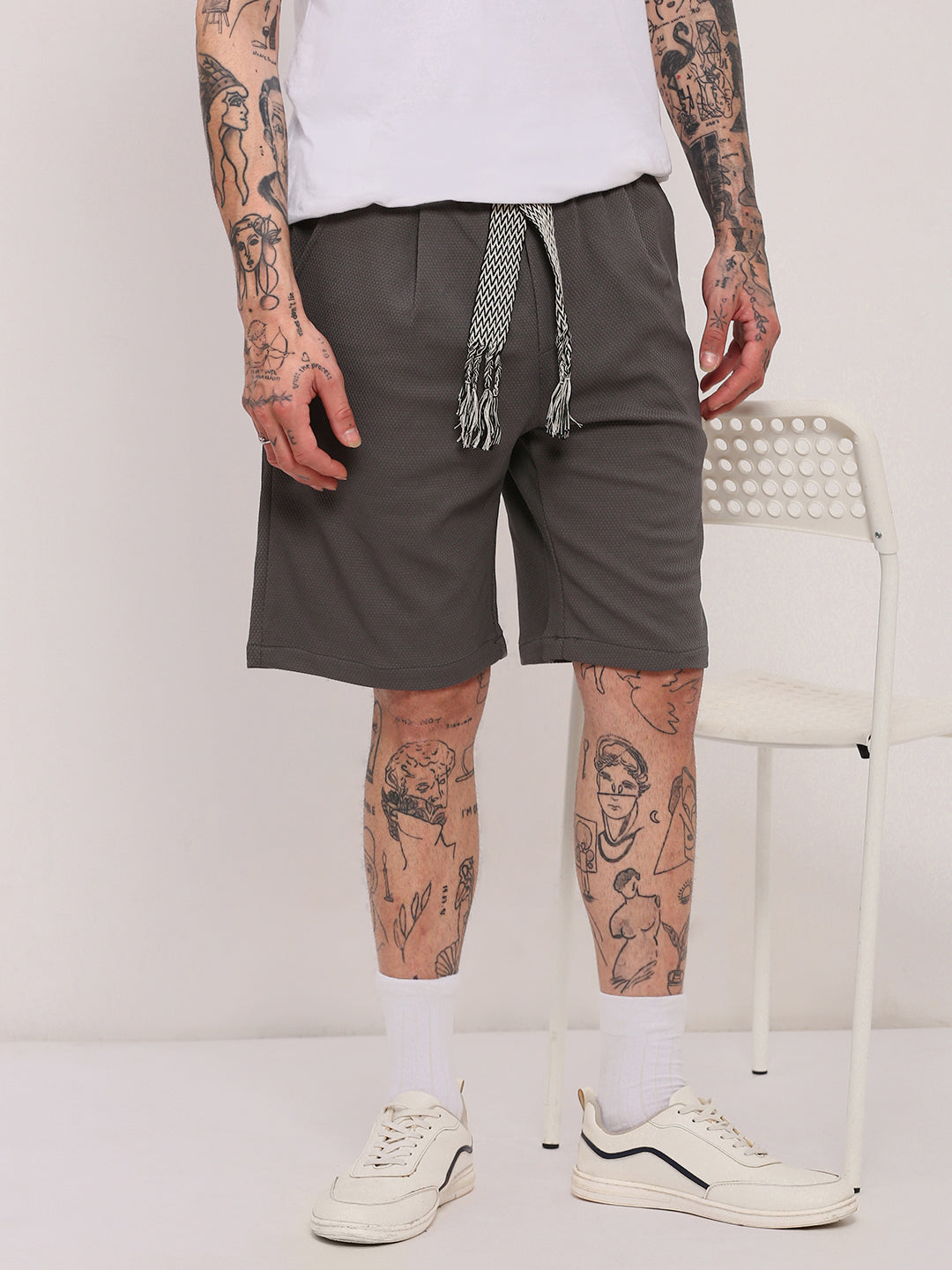 Men's Grey Solid Shorts