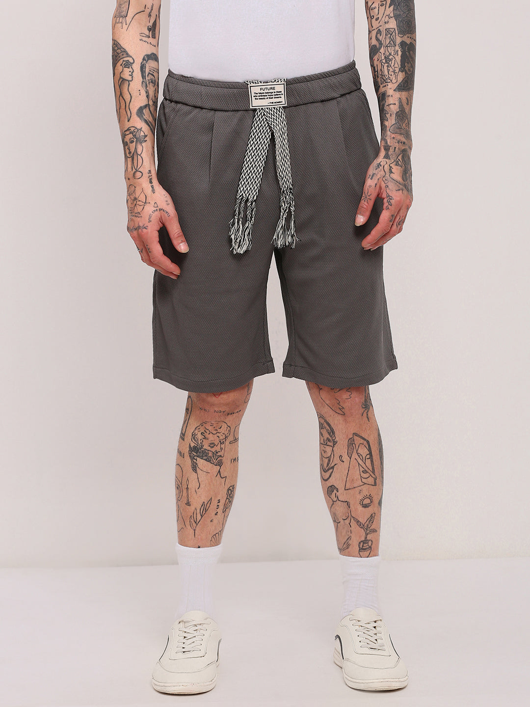 Men's Grey Solid Shorts