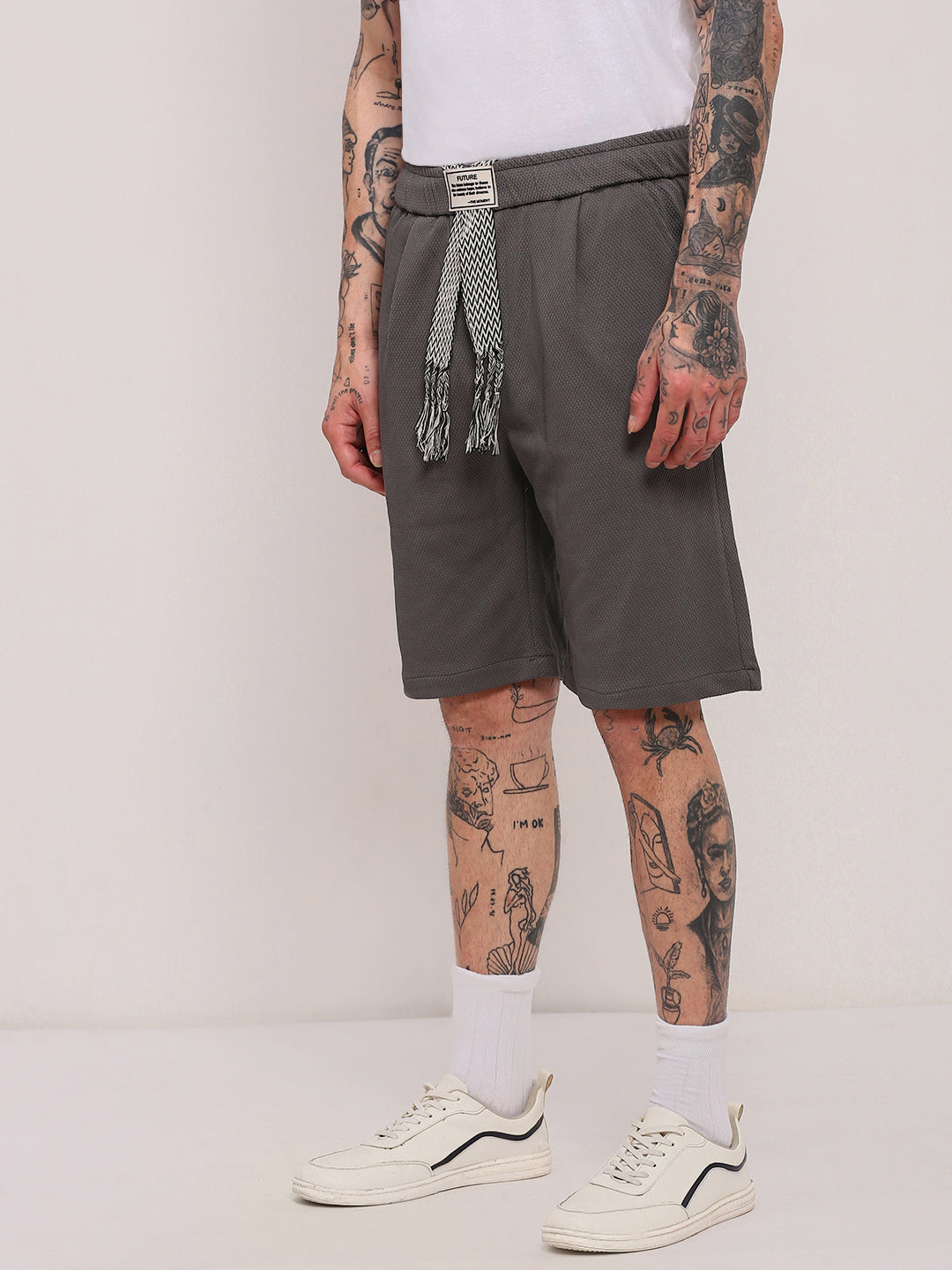 Men's Grey Solid Shorts