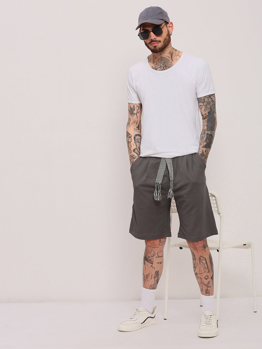 Men's Grey Solid Shorts
