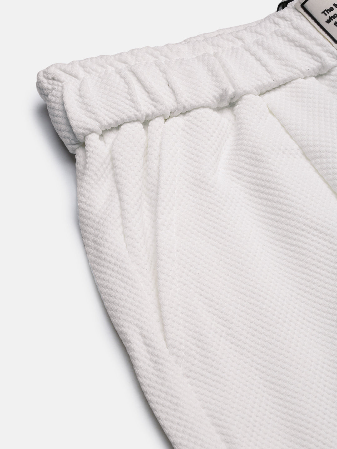 Men's White Mid-Rise Regular Fit Shorts