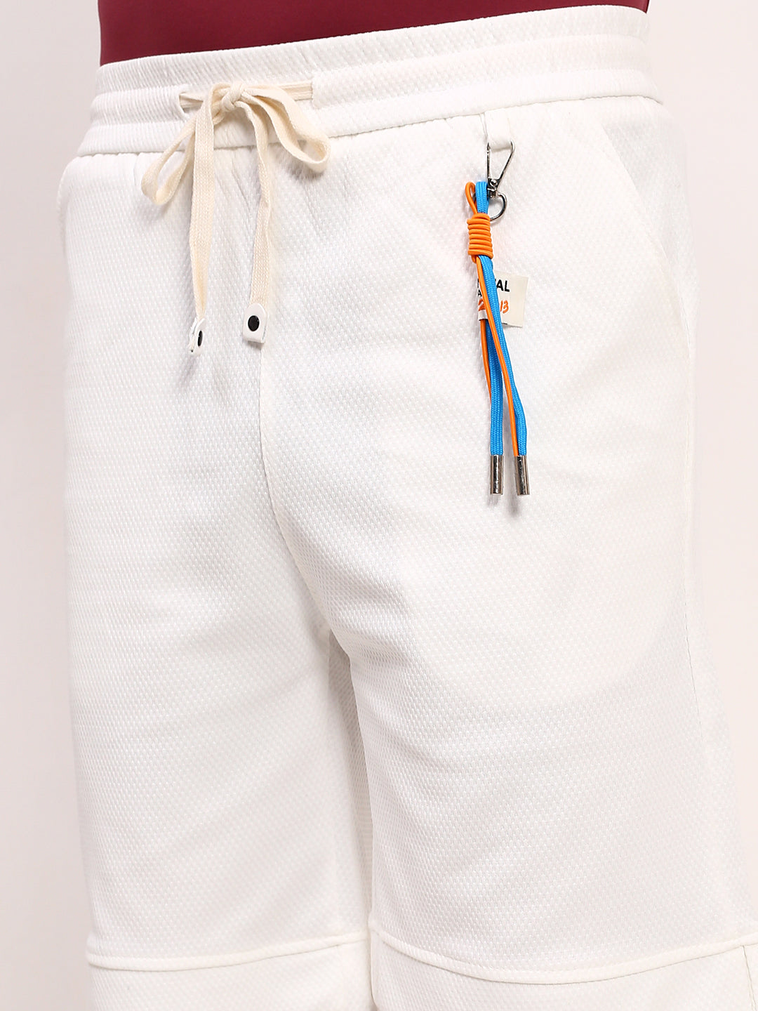Men's White Mid - Rise Shorts