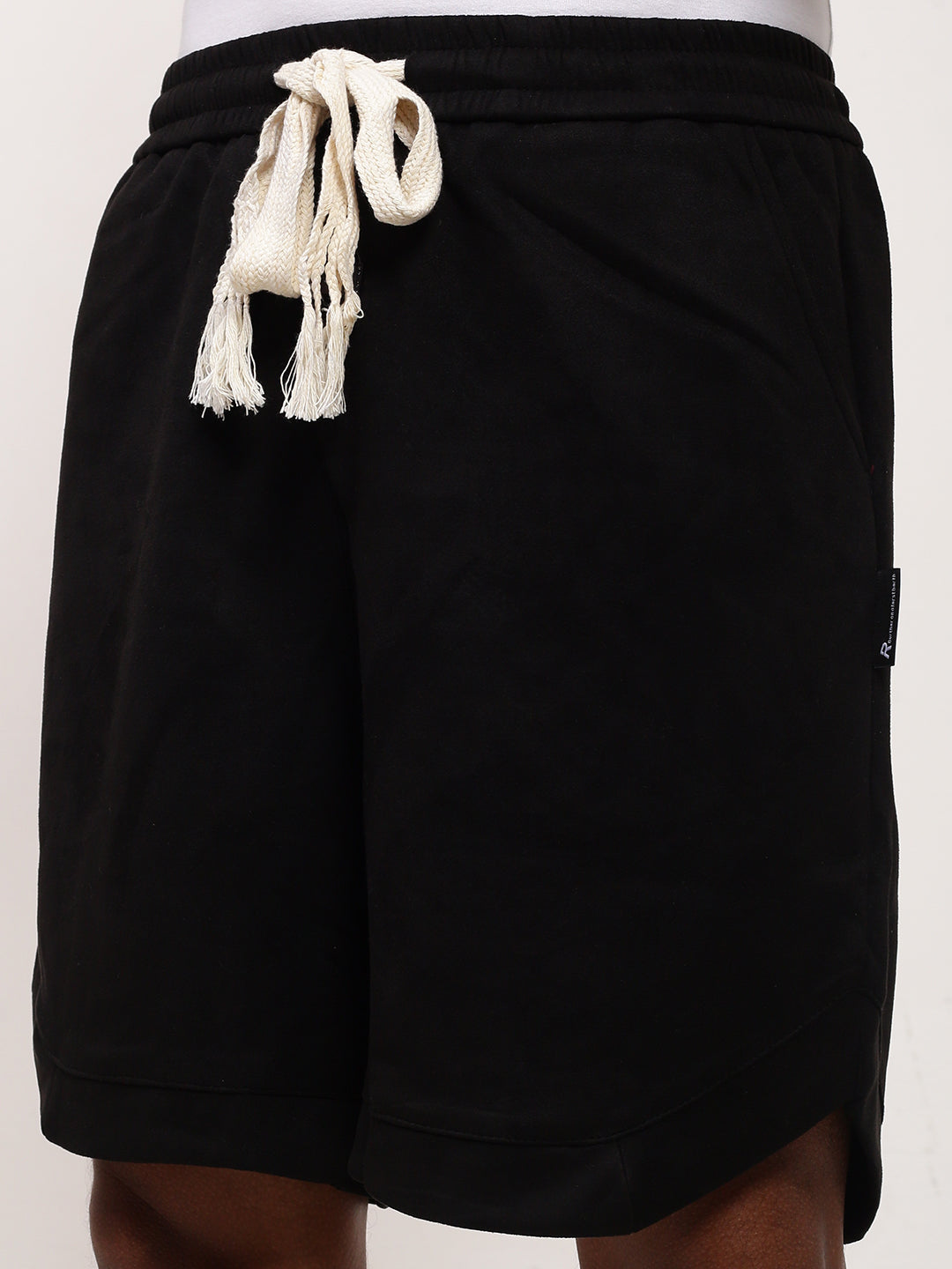 Men's Black Cotton Solid Shorts