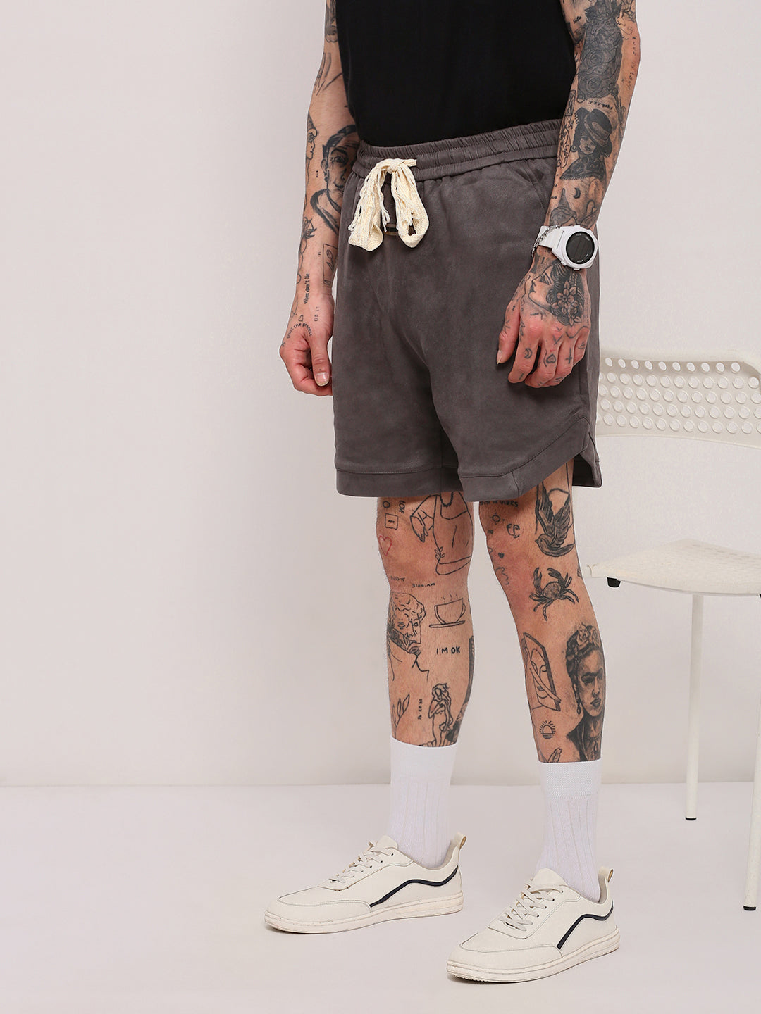 Men's Grey Relaxed Fit  Shorts