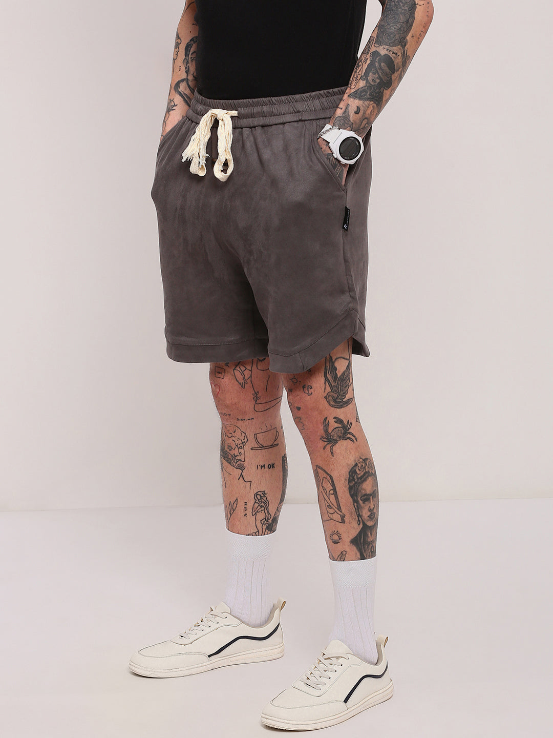 Men's Grey Relaxed Fit  Shorts
