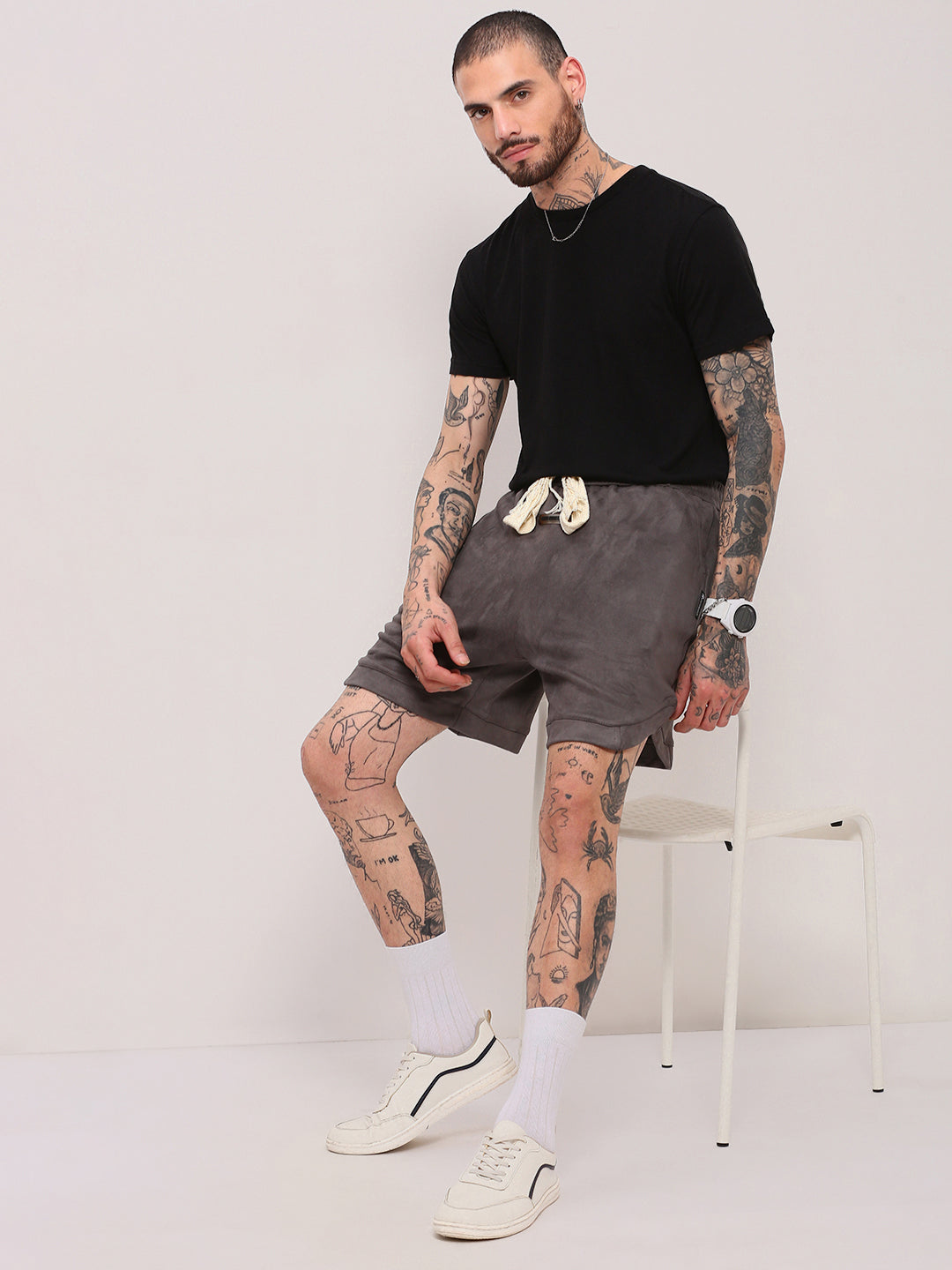 Men's Grey Relaxed Fit  Shorts