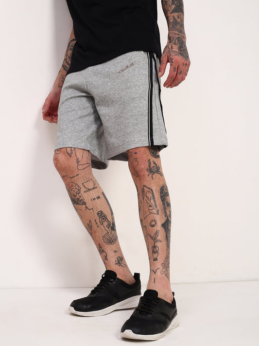Men's Grey Solid Regular Fit Shorts