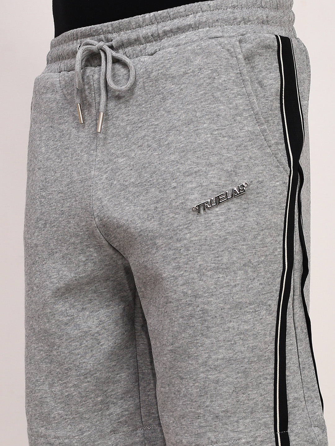 Men's Grey Solid Regular Fit Shorts