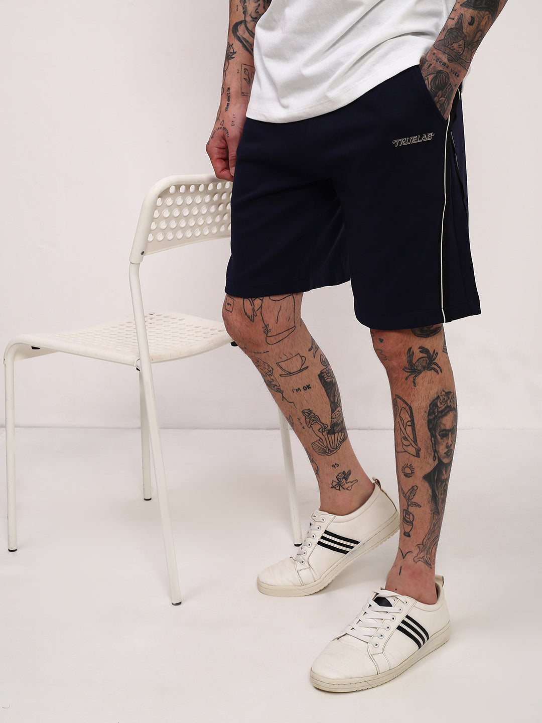 Men's Navy Blue Solid Shorts
