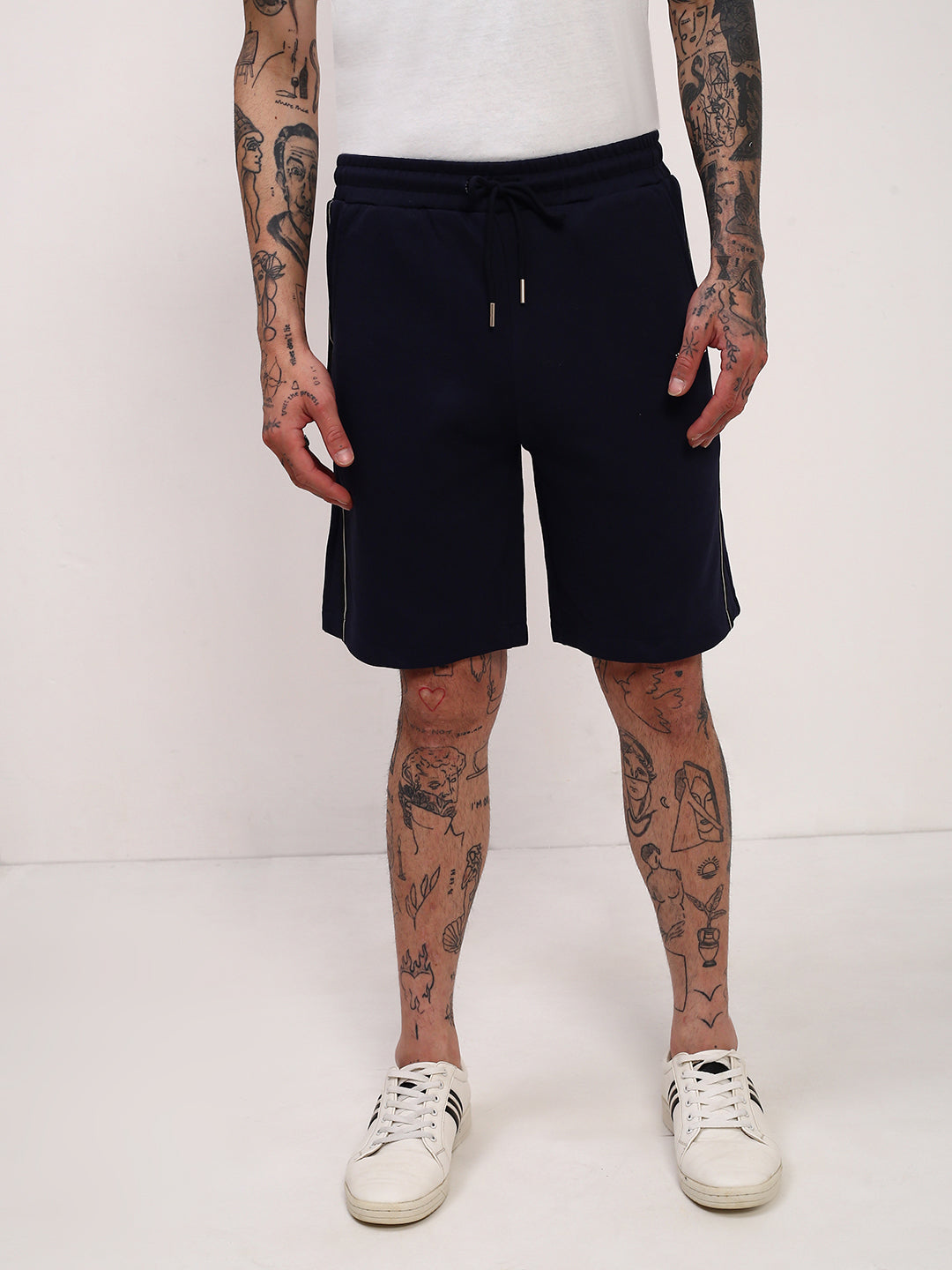 Men's Navy Blue Solid Shorts