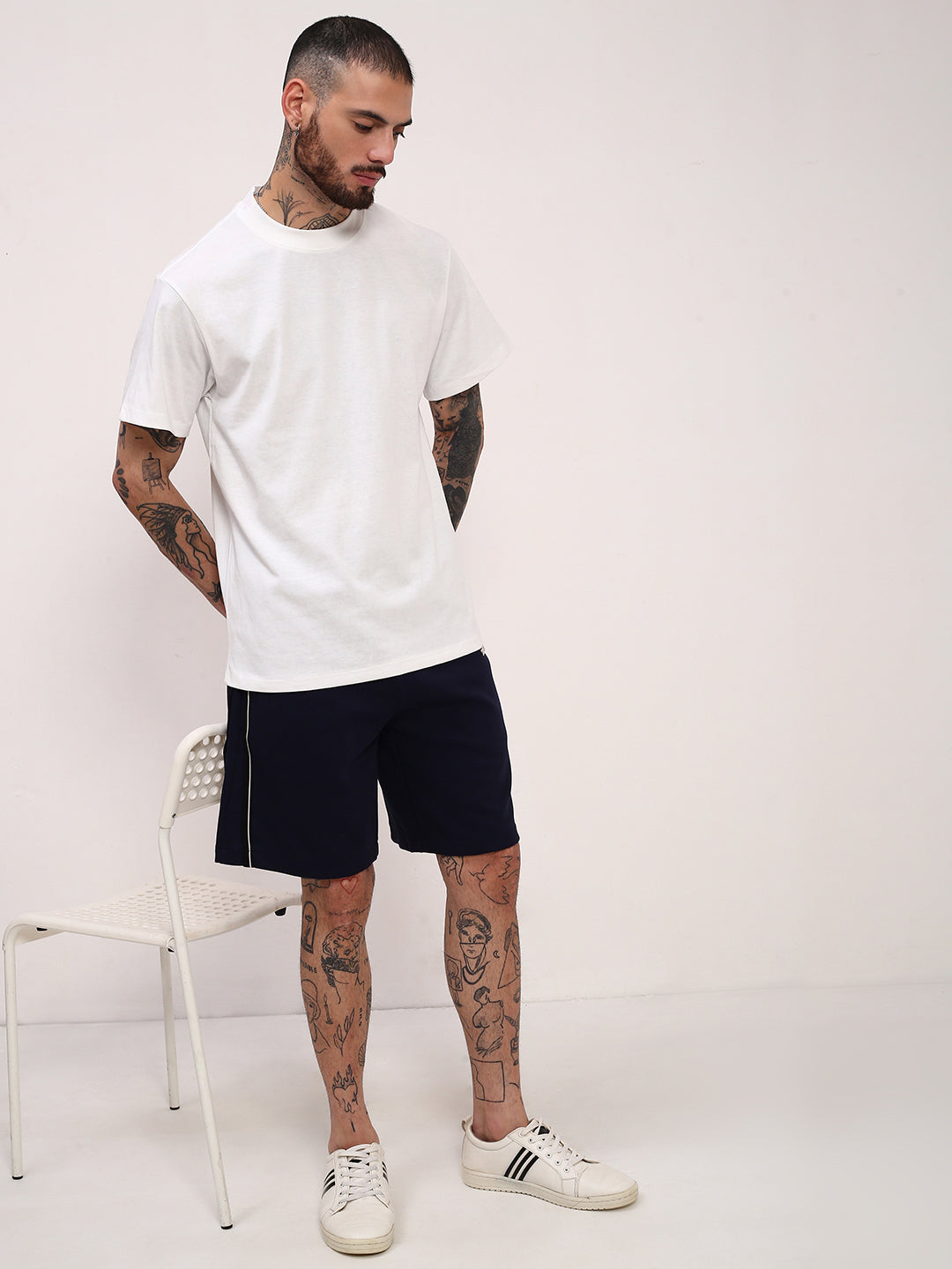 Men's Navy Blue Solid Shorts