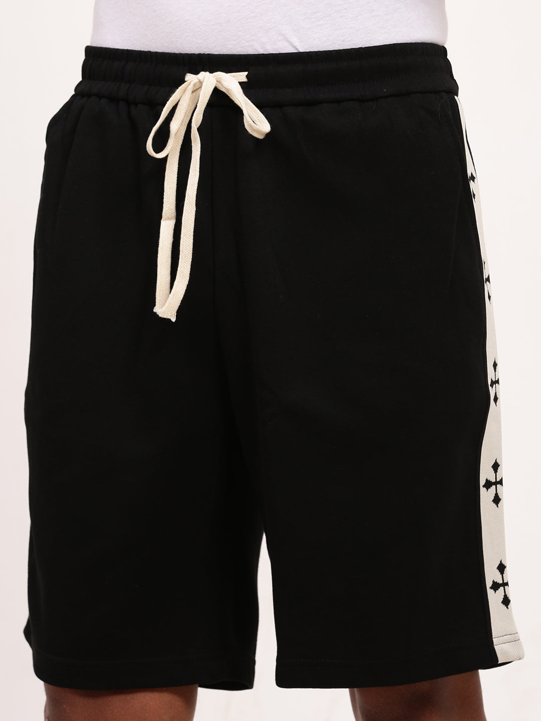 Men's Black Solid Cotton Shorts