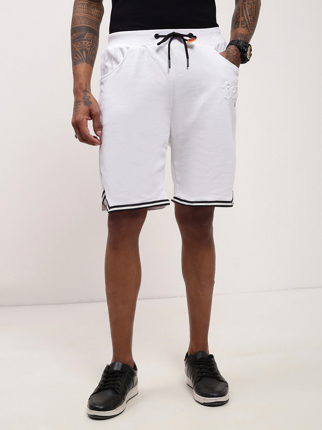 Men's White Cotton Shorts