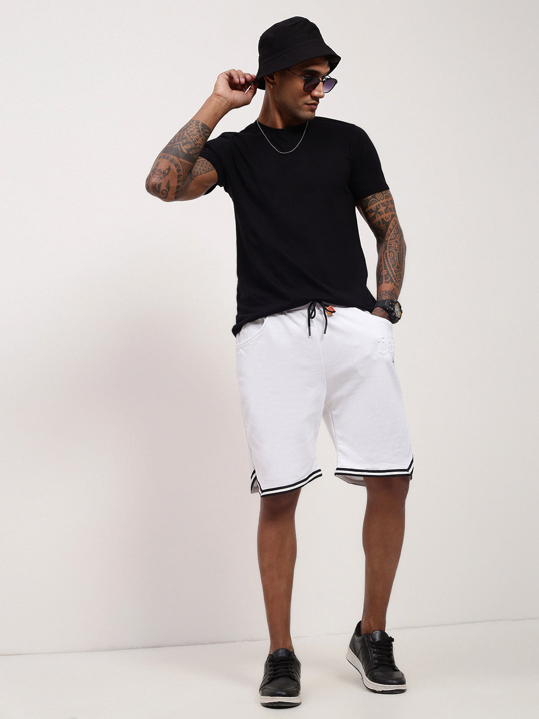 Men's White Cotton Shorts