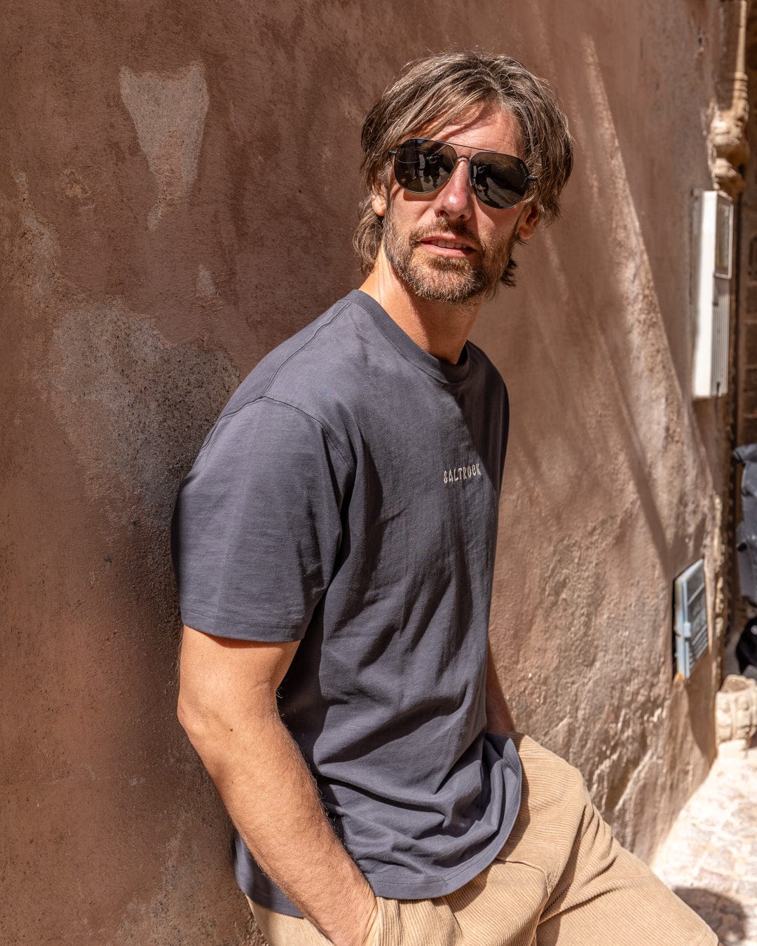 Yin Yang Sun - Mens Oversized Short Sleeve T-Shirt - Dark Grey