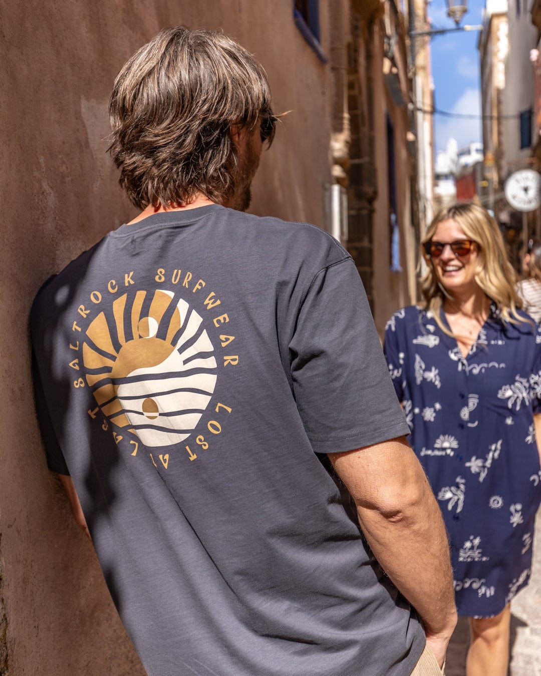 Yin Yang Sun - Mens Oversized Short Sleeve T-Shirt - Dark Grey