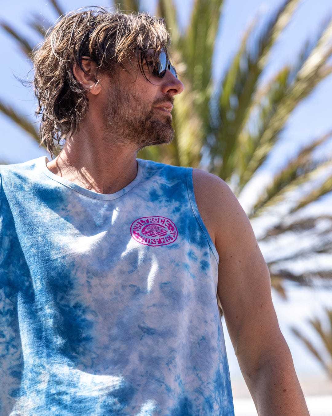 Saltrock Wave - Mens Tie Dye Vest - Blue