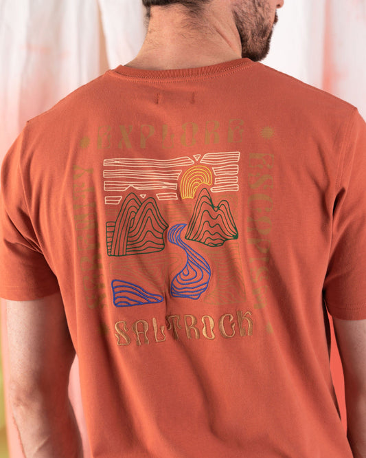 Rebalance - Mens Embroidered T-Shirt - Orange