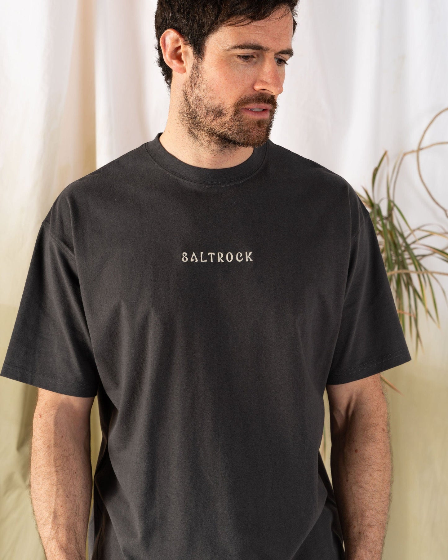 Yin Yang Sun - Mens Oversized Short Sleeve T-Shirt - Dark Grey