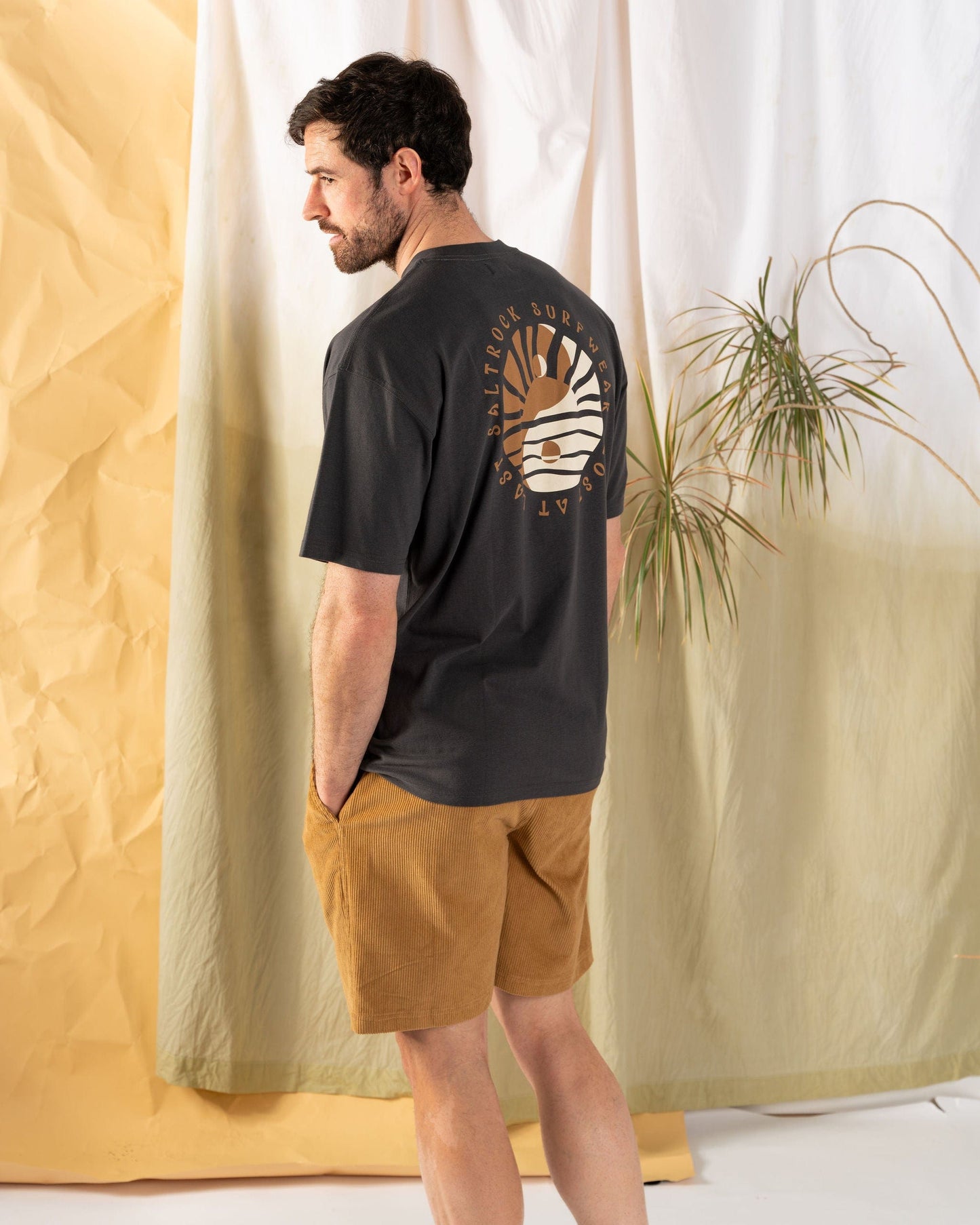 Yin Yang Sun - Mens Oversized Short Sleeve T-Shirt - Dark Grey