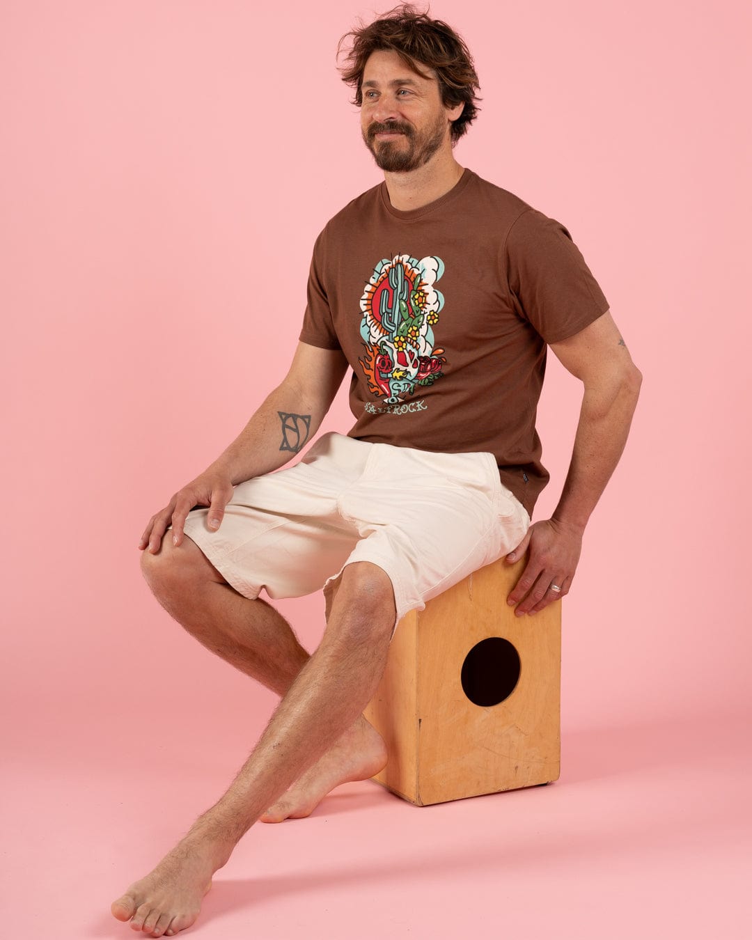 Cactus Flame - Mens T-Shirt - Brown