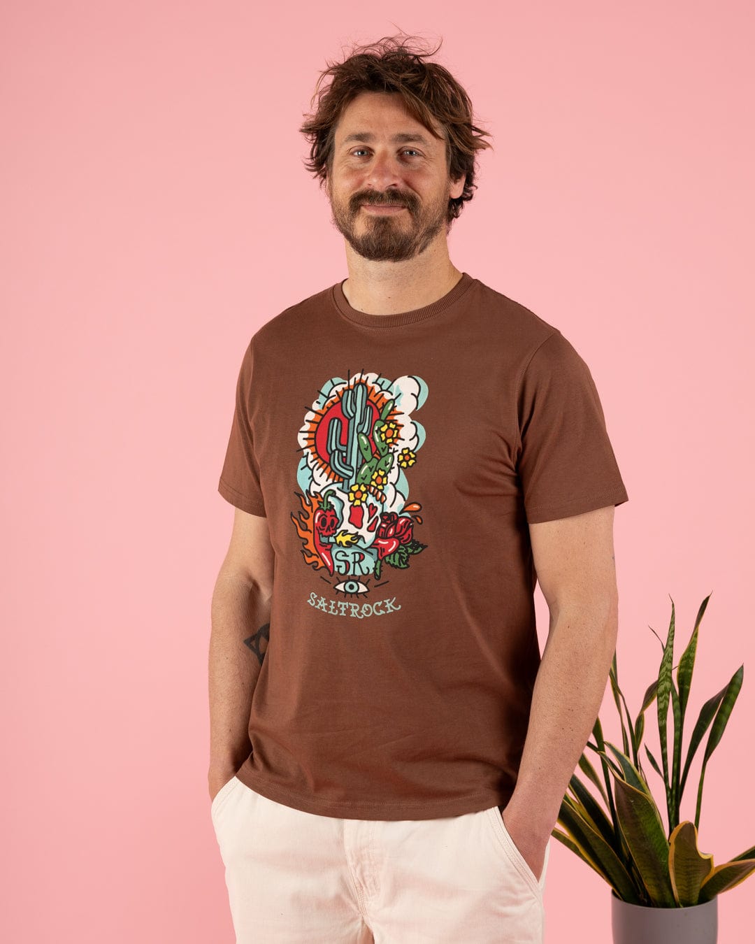 Cactus Flame - Mens T-Shirt - Brown