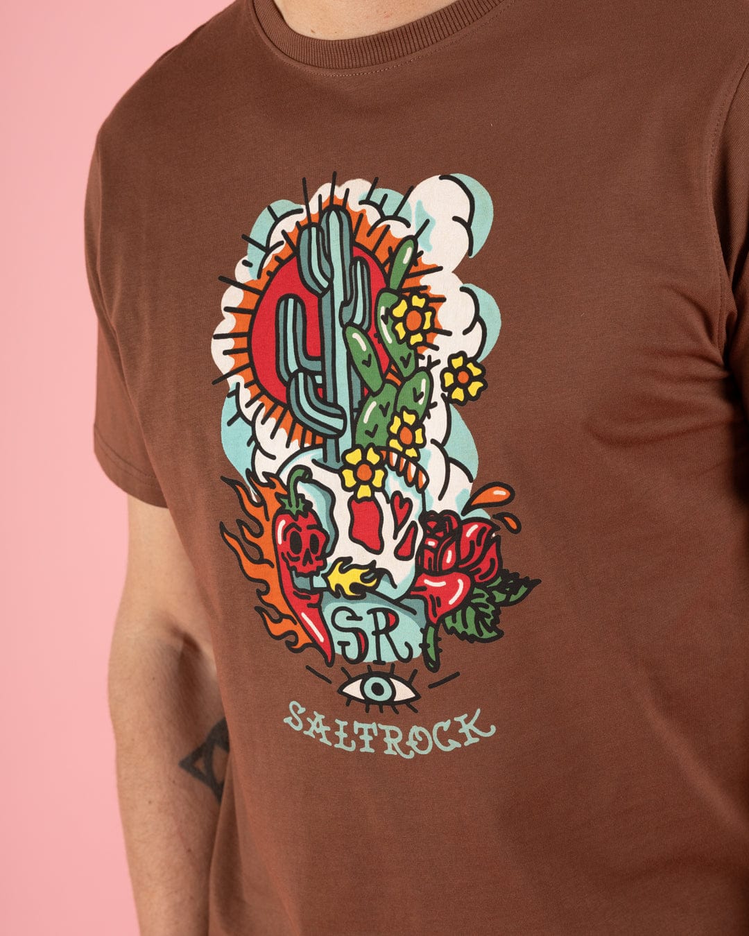 Cactus Flame - Mens T-Shirt - Brown