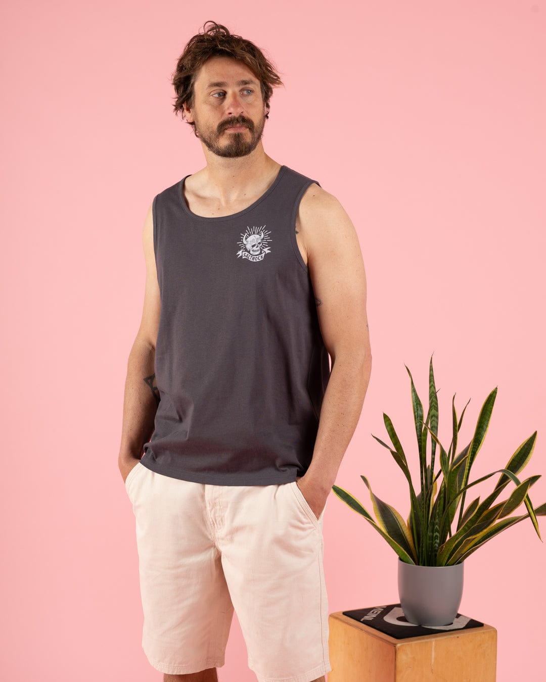 Fire Water Colour - Mens Vest - Grey