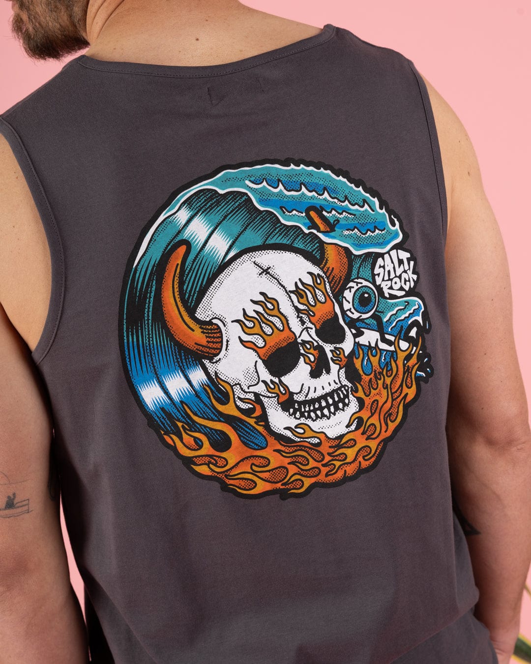 Fire Water Colour - Mens Vest - Grey